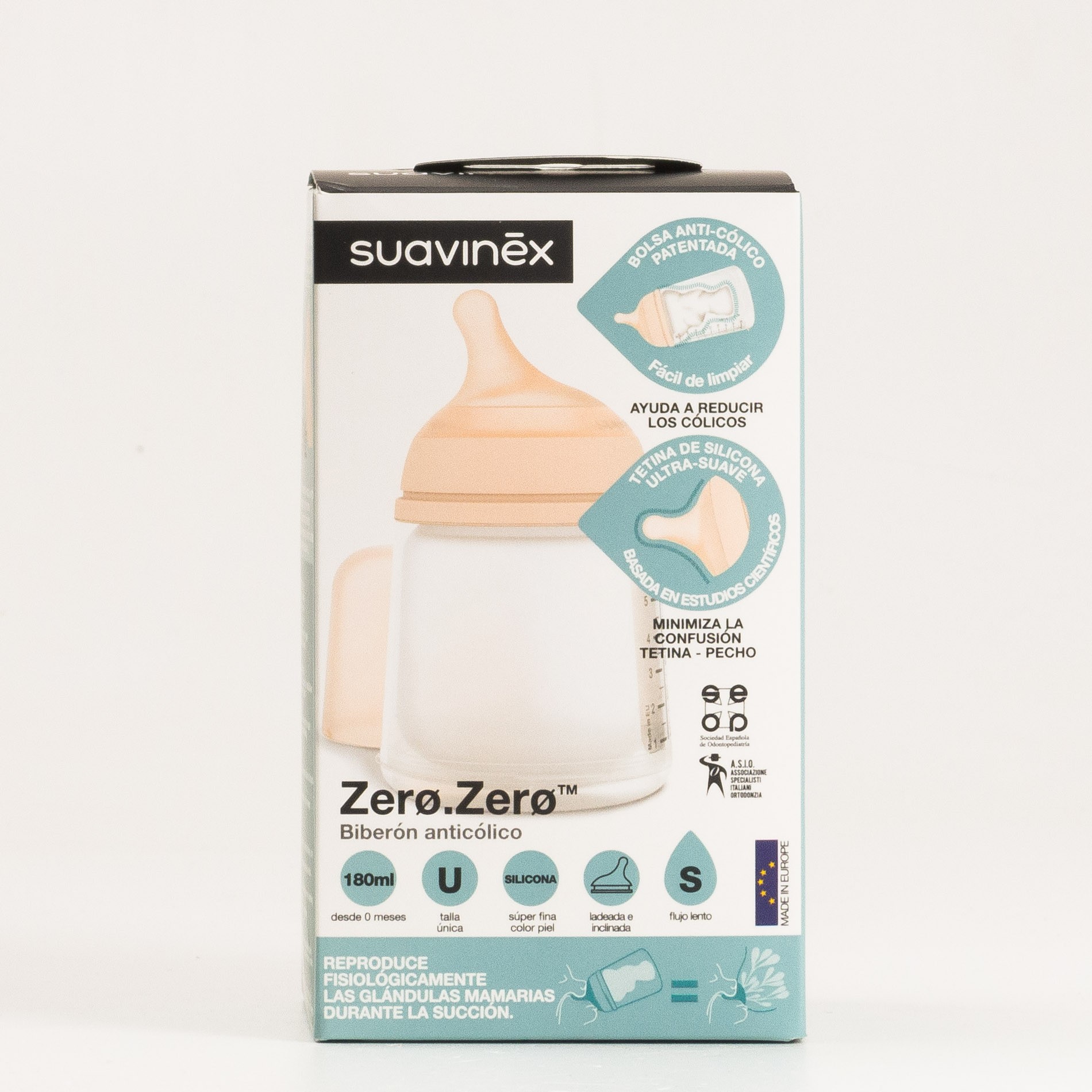 Suavinex Zero Zero tetina silicona anticólico flujo S 2 uds