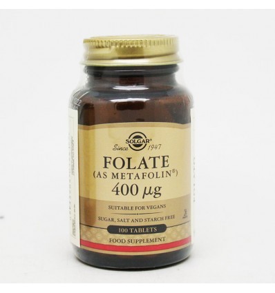 Solgar Folato (como Metafolin) 400 mcg, 50 Comprimidos.