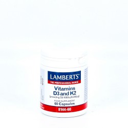 LAMBERTS Vitamins D3 & K2, 60 cápsulas.