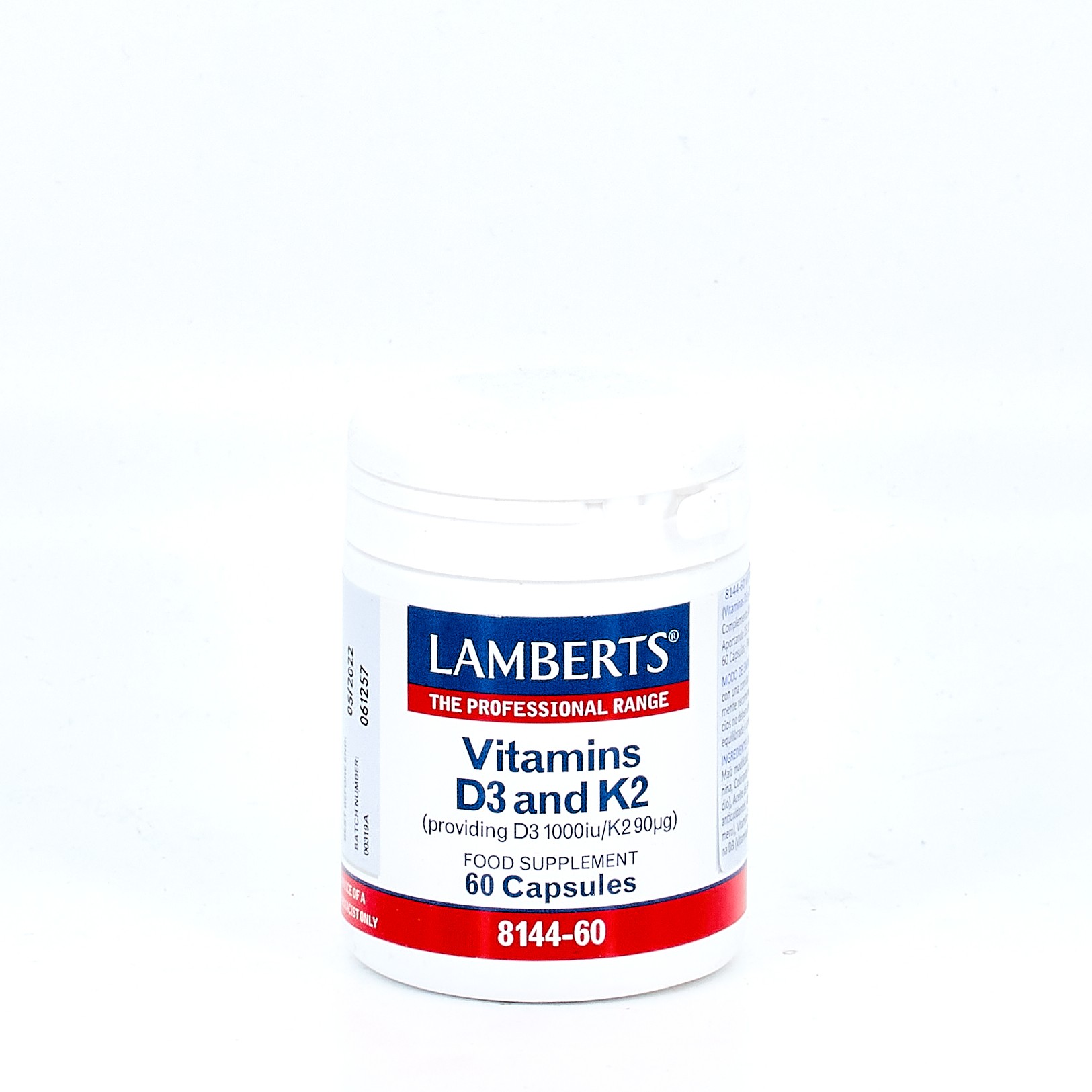 LAMBERTS Vitamins D3 & K2, 60 cápsulas.