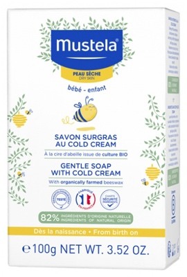 Mustela jabón sobregraso al cold cream y cera de abeja Bio, 150 g