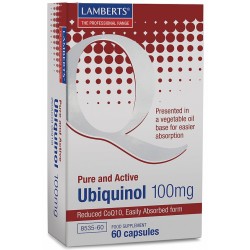 LAMBERTS Ubiquinol 100 mg. Puro y Activo, 60 cápsulas.