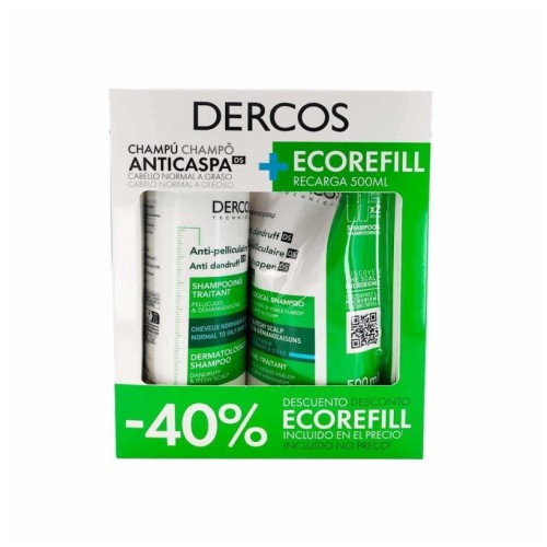 Pack Dercos Champu Anticaspa Grasa 390ml+Recarga Ecorefill 390ml