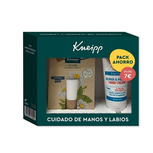 Kneipp pack bálsamo labial con manzanilla y melisa + crema manos repair&protect