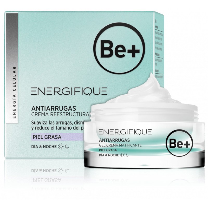 BE+ Energifique piel grasa gel crema antiarrugas matificante, 50 ml