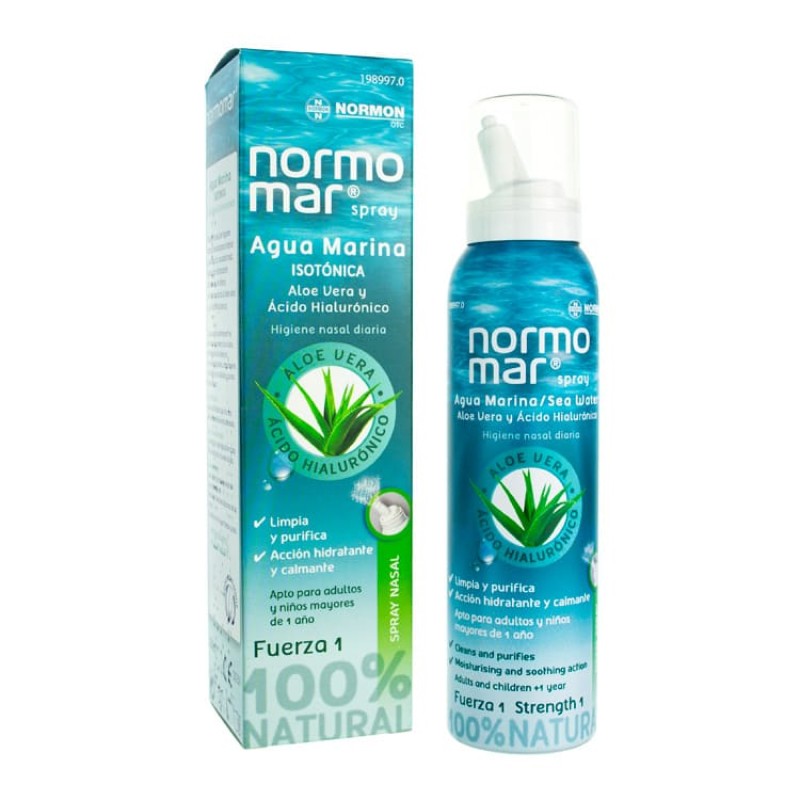 Normomar agua marina spray, aloe + hialurónico, 120 ml