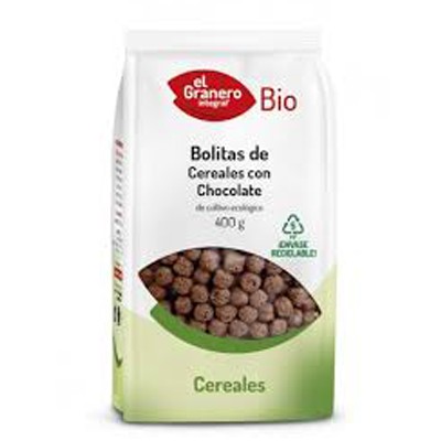 El Granero Bolitas de Cereales con Chocolate Bio, 400 gr.