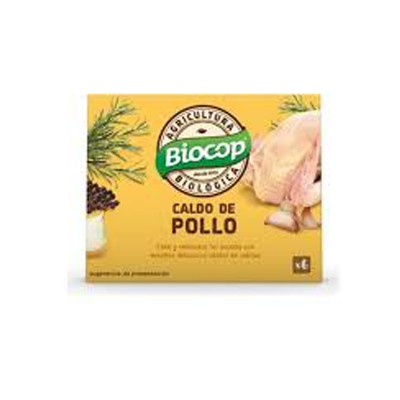 Biocop Caldo con Cubitos de Pollo, 6 unidades de 11 gramos.