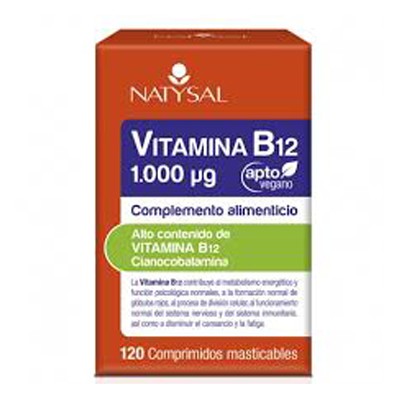 Natysal Vitamina B12, 1000 mcg, 120 comprimidos.