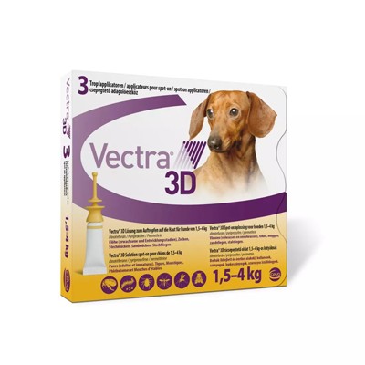 Vectra 3d perro 1,5-4 kg - 3 pipetas amarillo