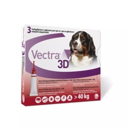 Vectra 3d perro + 40 kg - 3 pipetas rojo