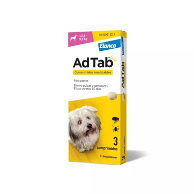 Adtab 112 mg comp masticable perro 2 5-5 5 kg 3 comp