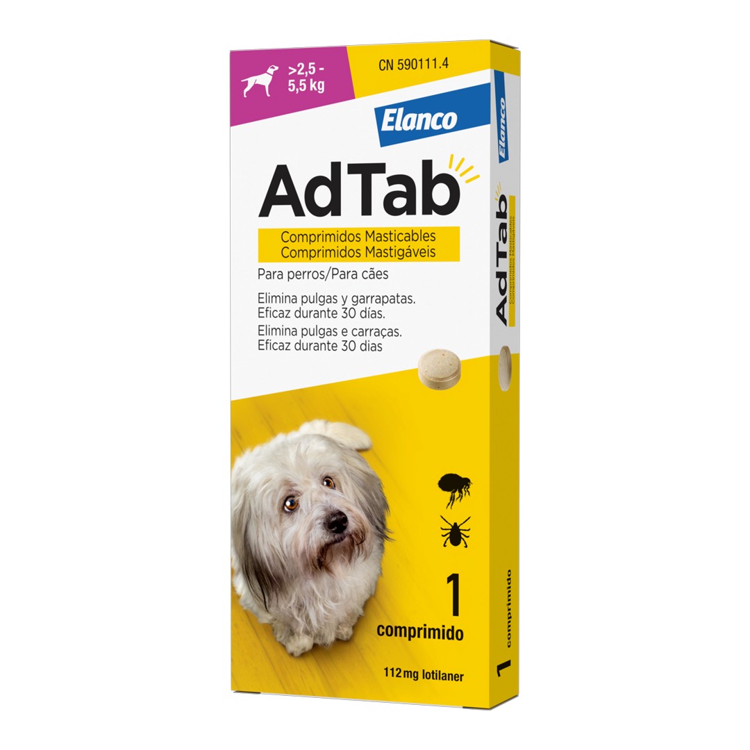 Adtab 112 mg comp. masticable perro 2,5-5,5 kg 1 comp