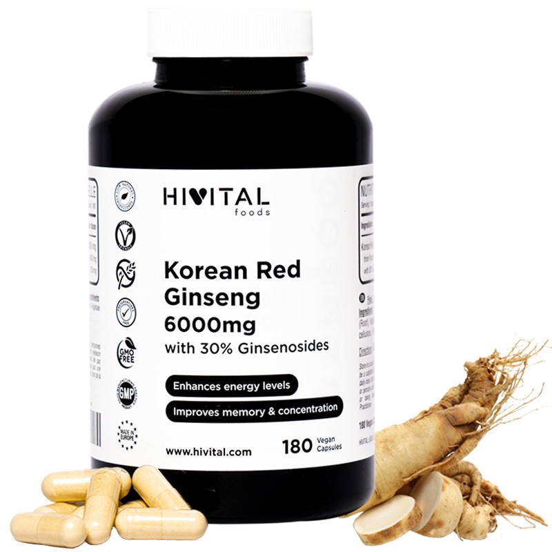 Hivital Panax Ginseng Rojo Coreano 6000 mg, 180 capsulas