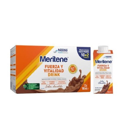 Meritene Fuerza y Vitalidad Drink sabor Chocolate, 12 x 125 ml