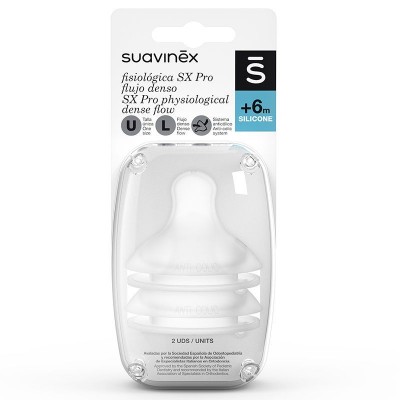 Suavinex Tetina Silicona Fisiológica Flujo Denso SX Pro+ 6 Meses, 2 unidades