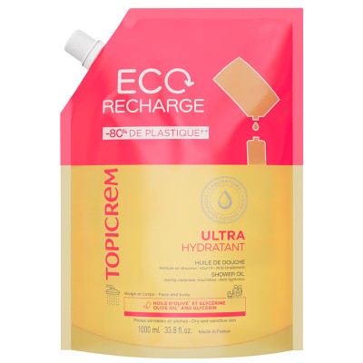 Topicrem UH Recarga Aceite de Ducha Ultra-Hidratante, 1 L