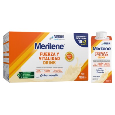 Meritene Fuerza y Vitalidad Drink Sabor Vainilla, 12 x 1250 ml