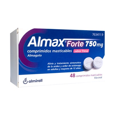 Almax Forte Sabor Fresa, 750 mg 48 comprimidos masticables