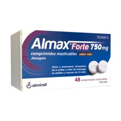 Almax Forte Sabor Cola 750 mg, 48 comprimidos masticables