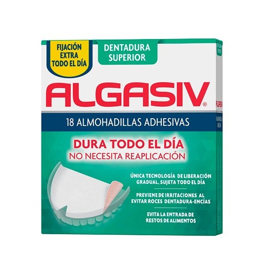 Algasiv almohadillas adhesivas dentadura superior, 18 unidades